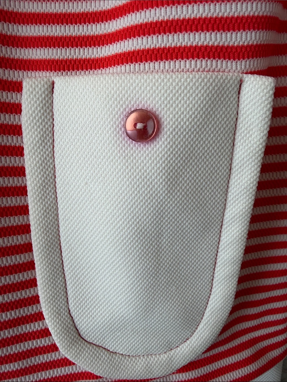 1960s Mod Tangerine & White Stripe Twiggy Style Mini Dress With Peter Pan Collar - Picture 6 of 7
